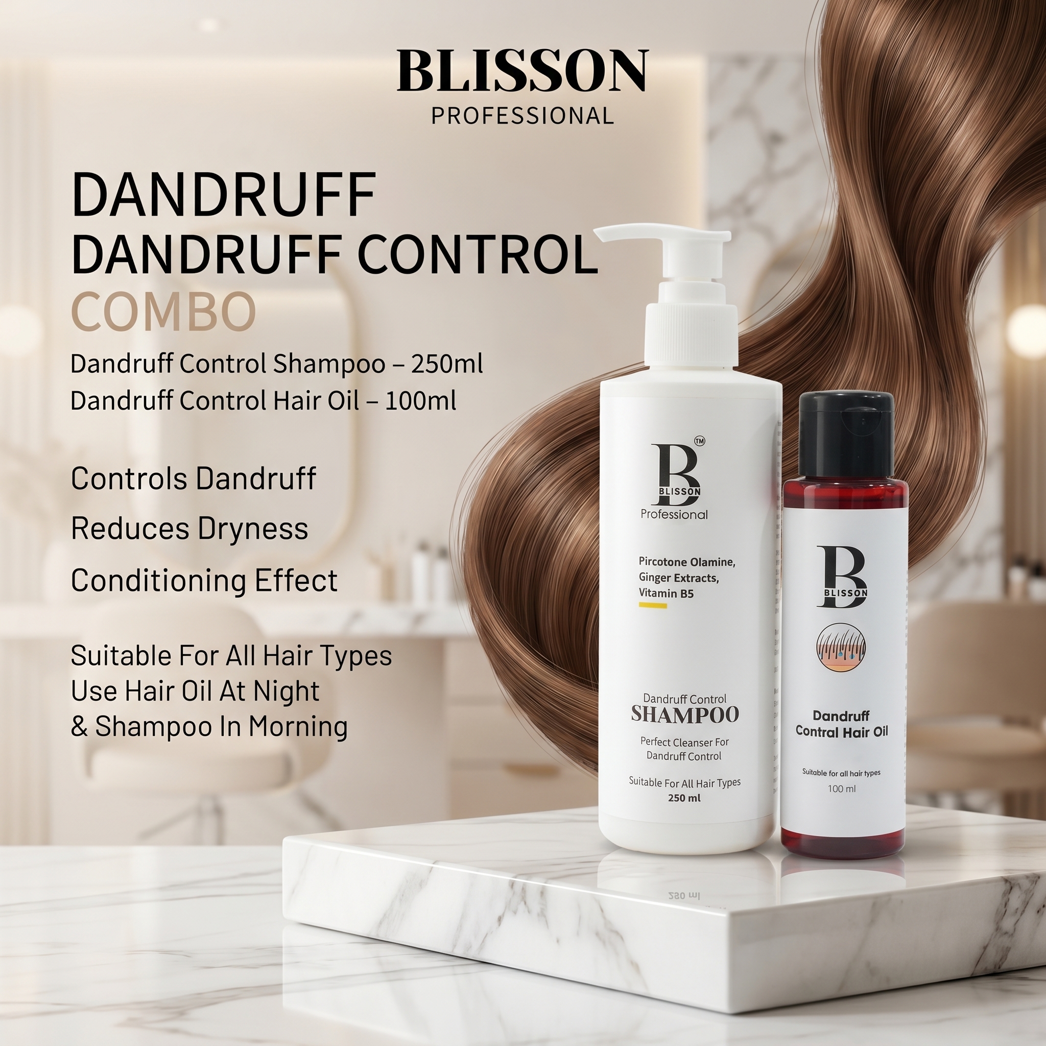 Blisson Professional Dandruff Control Combo (Dandruff Control Shampoo 250ml + Dandruff Control Hair Oil 100ml) thumbnail 7