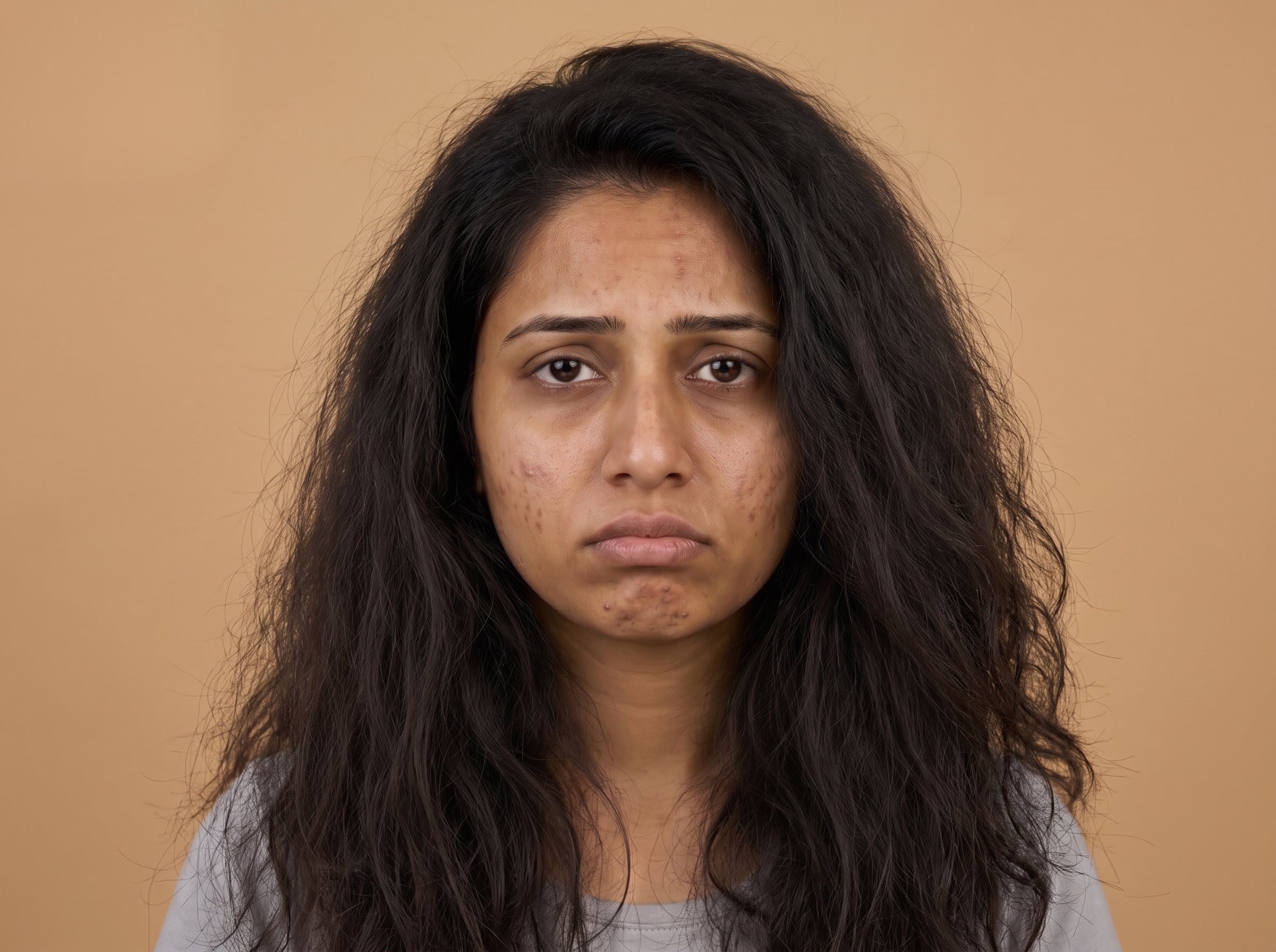 Before — dull, frizzy strands