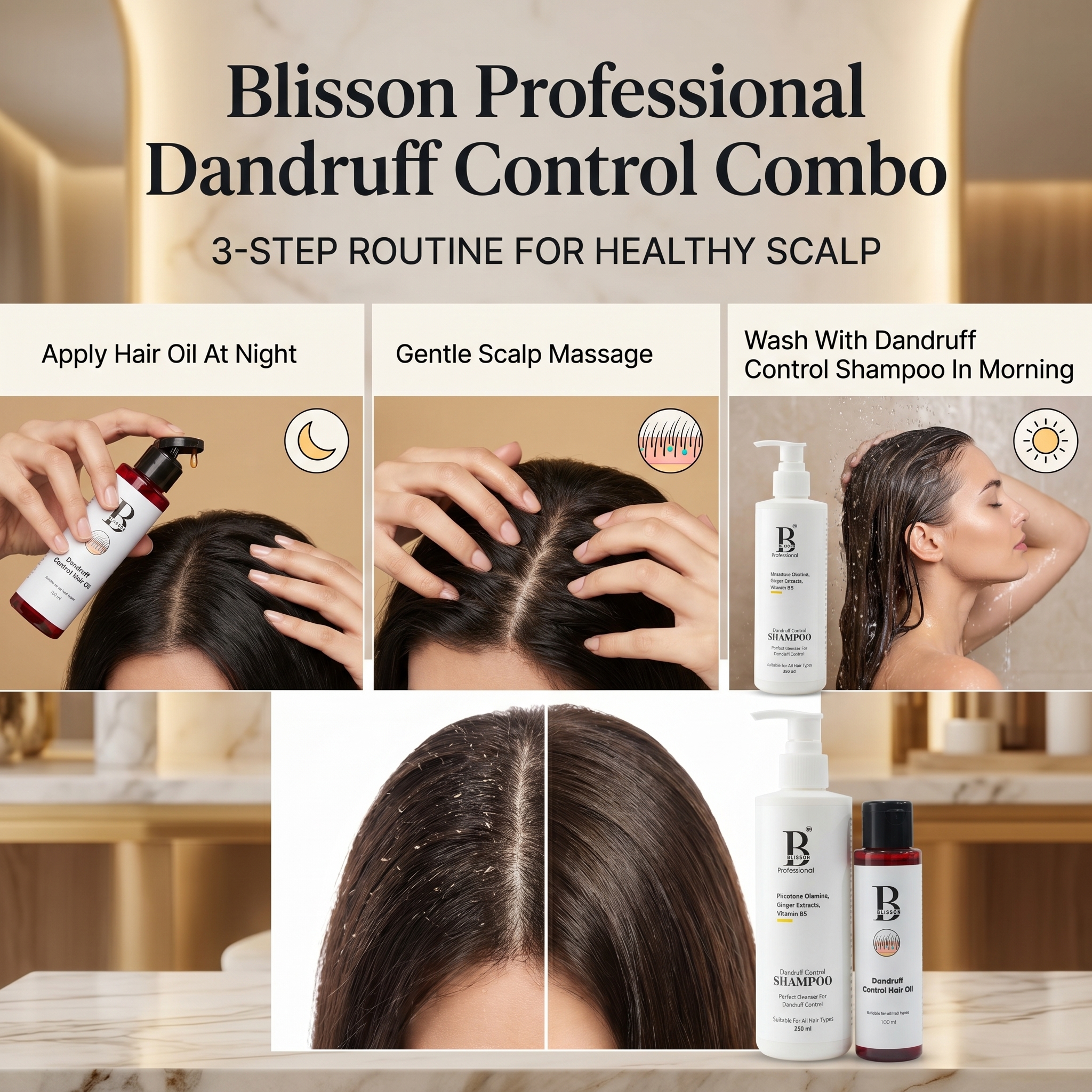 Blisson Professional Dandruff Control Combo (Dandruff Control Shampoo 250ml + Dandruff Control Hair Oil 100ml) thumbnail 4