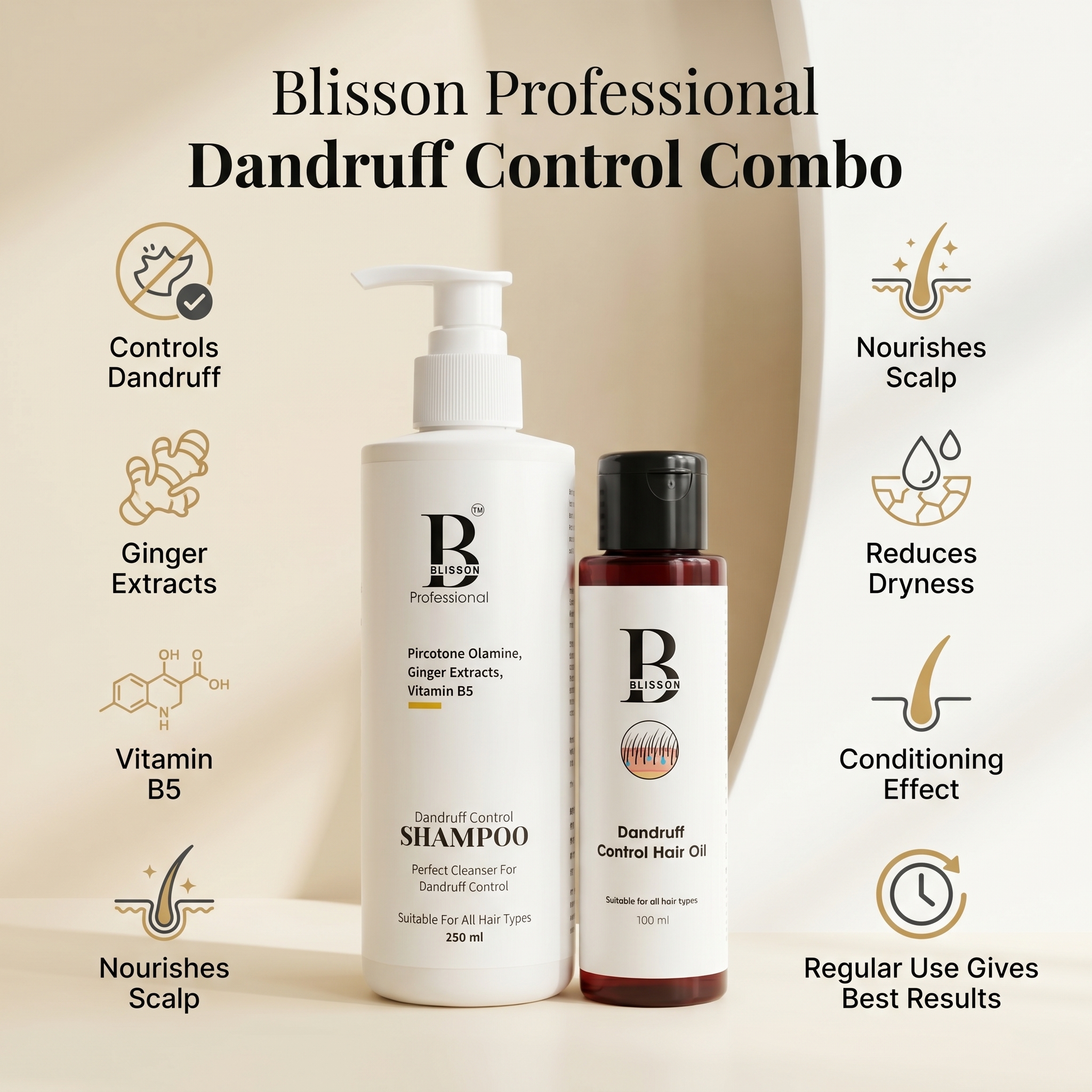 Blisson Professional Dandruff Control Combo (Dandruff Control Shampoo 250ml + Dandruff Control Hair Oil 100ml) thumbnail 8